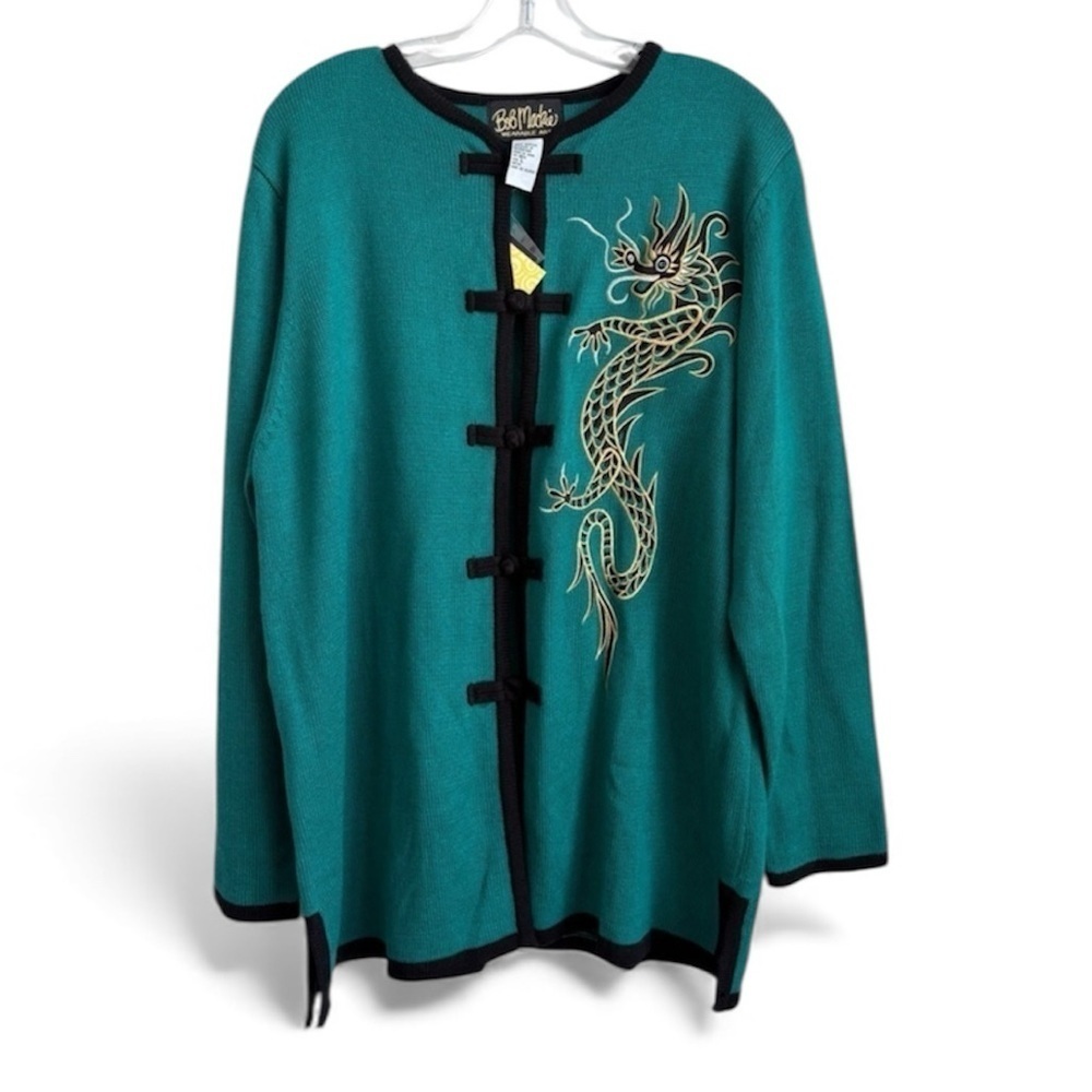 Bob Mackie Wearable Art Cardigan Sweater Large NWT